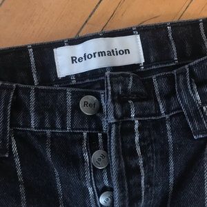 Reformation striped straight leg roper jeans